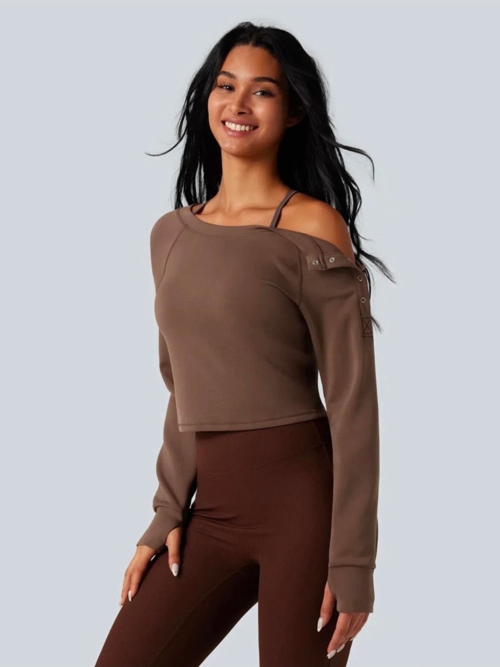 HALARA SpacerTek Boat Neck Long Sleeve Thumb Holes Casual Sweatshirt XS NWT